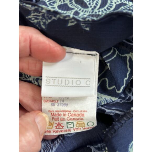 Women's STUDIO C CANADA Blue & Green Wrap Midi Skirt Women's Size 14 Classic - Picture 9 of 11